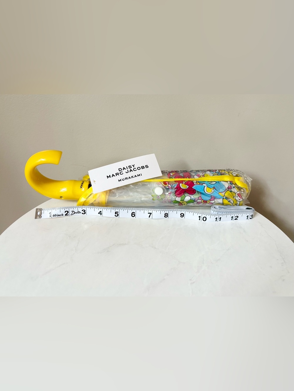 Limited Edition Marc Jacobs Clear Floral Dome Umbrella with Yellow Trim - Picture 3 of 4